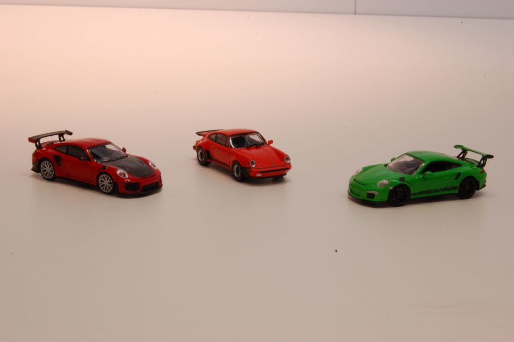 187 Minichamps Porsche 911 GT2, G Turbo en GT3RS