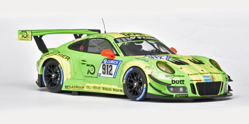 118 Minichamps Porsche 911 991 GT3R 24h Nürburgring (2018) Lietz+Pilet+Makowiecki+Tandy