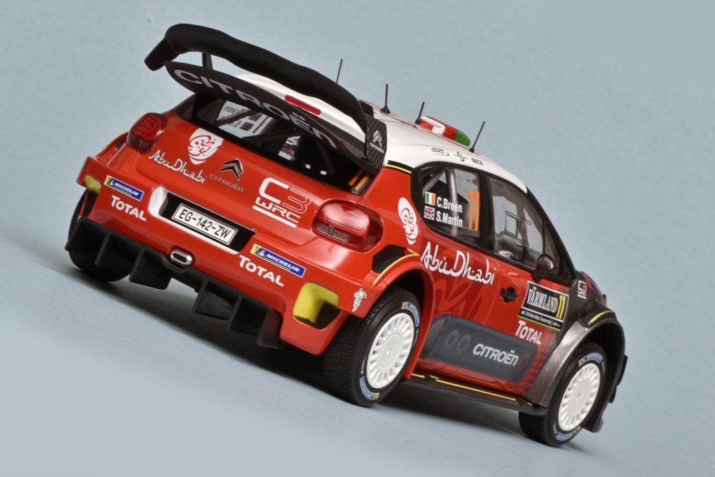 118 Norev Citroën C3 WRC 2018 Breen+Martin achter